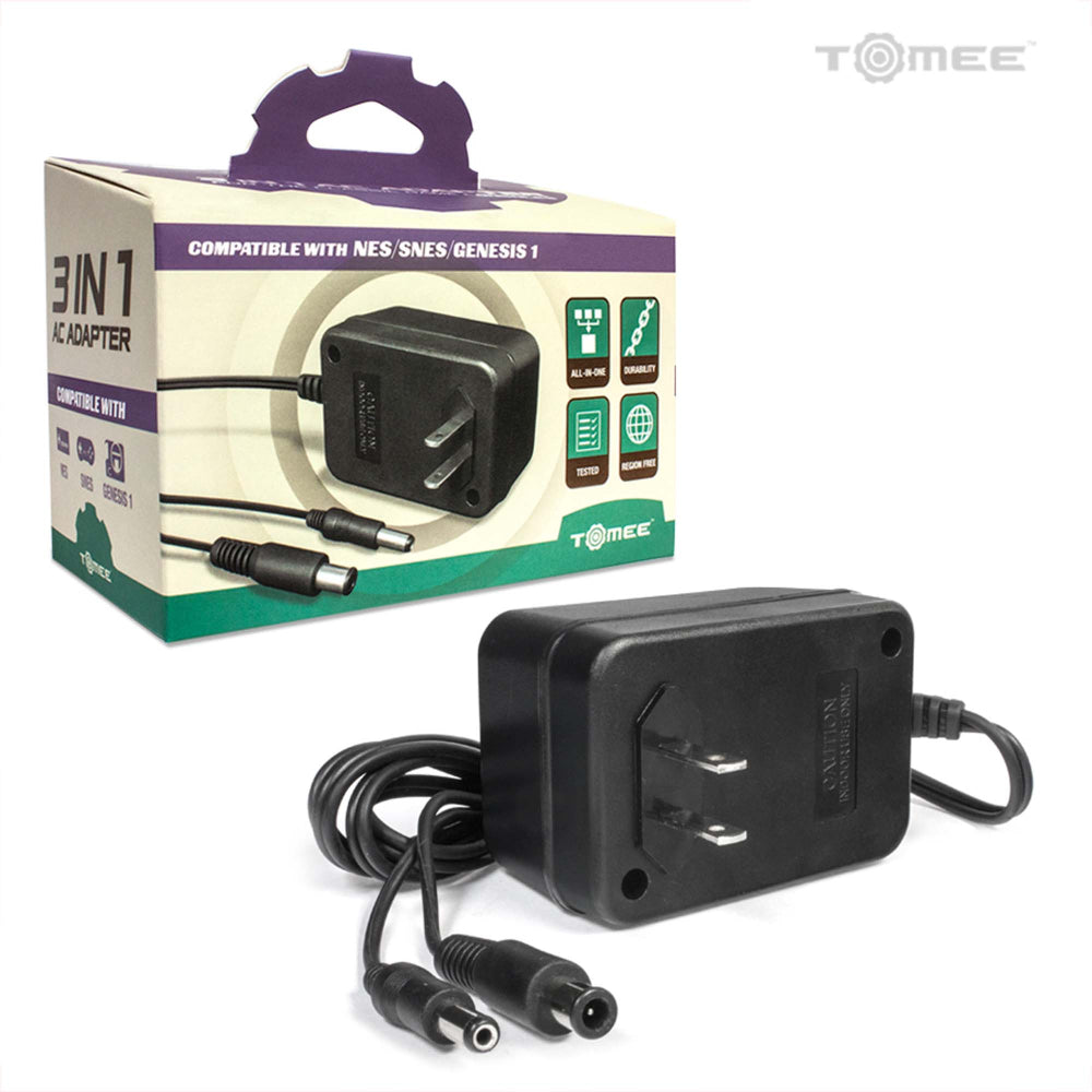 3-in-1 Universal AC Adapter for Genesis/ SNES/ NES-Tomee