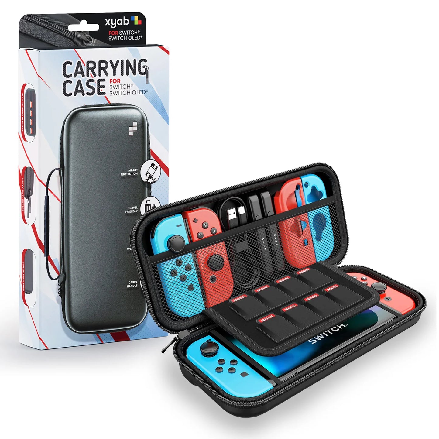 XYAB Switch Travel Hard Shell Carrying Case Black