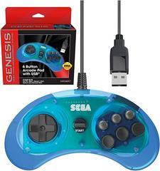 Retro-Bit Sega 6 Button Arcade Pad USB Port [Clear Blue] New